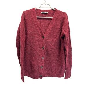 Pacas Long Cardigan Sweater Red Women's Baby Alpaca XL